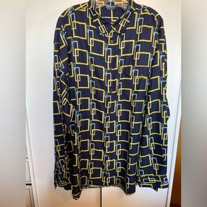 MECCA vintage men’s long sleeve button down shirt XXL Y2K geometric square print